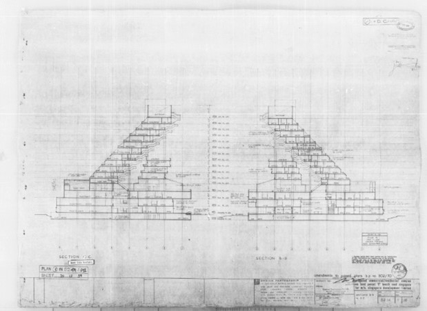 Sections of Golden Mile Complex by Design Partnership, 1975. Courtesy of DP Architects