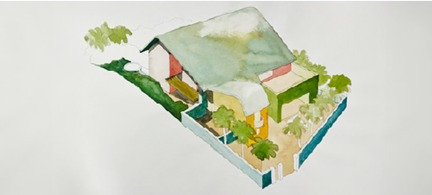 Drawing of a house at Holland Road, 1998, designed and donated by architect, Chan Sau Yan Sonny. Courtesy of Urban Redevelopment Authority.