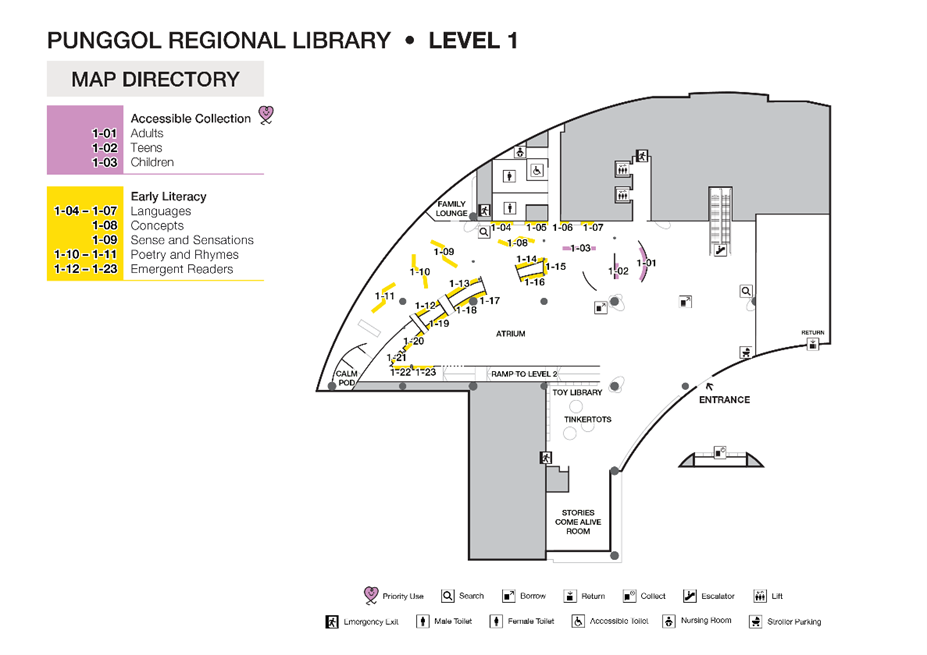 Floor Map for Punggol Regional Library Level 1