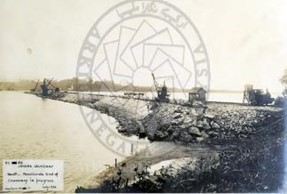 Causeway under construction seen from Woodlands, July 1922  Courtesy of National Archives of Malaysia
