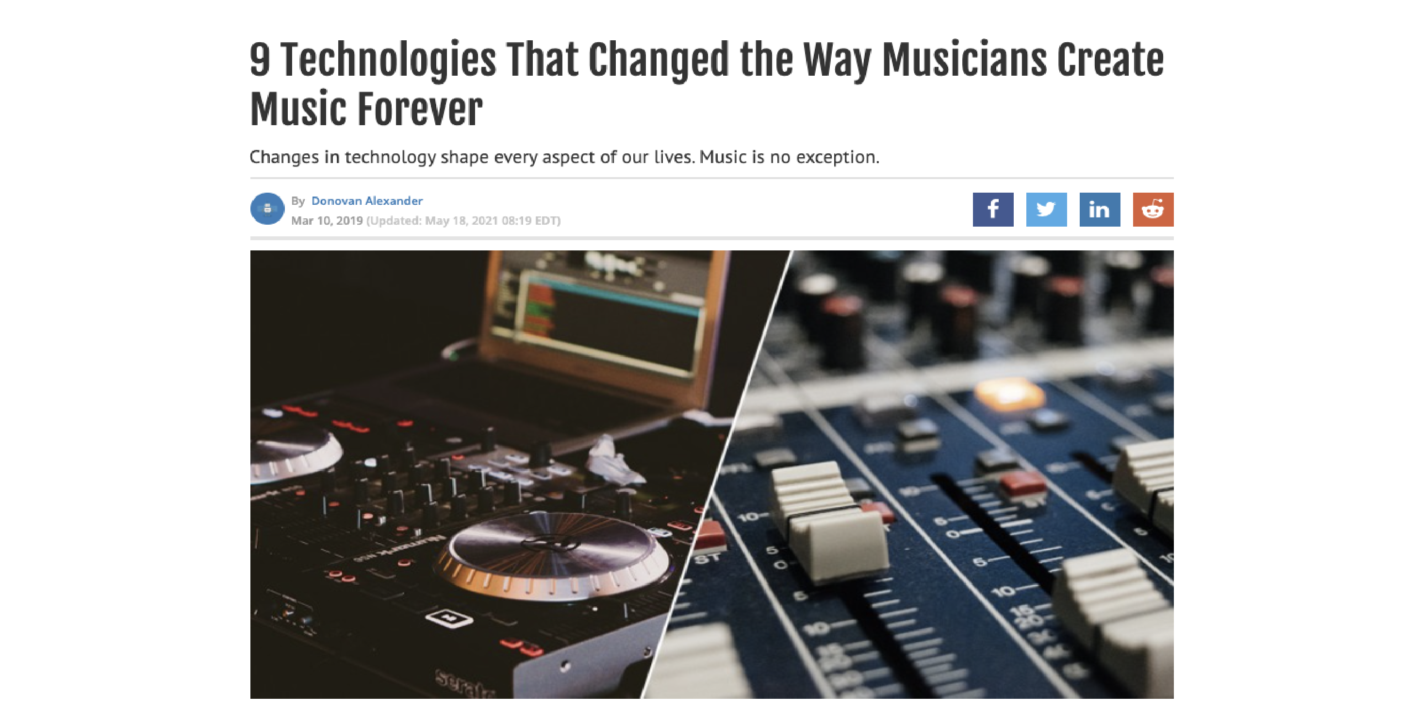 Screenshot of 9 Technologies That Changed the Way Musicians Create Music Forever article