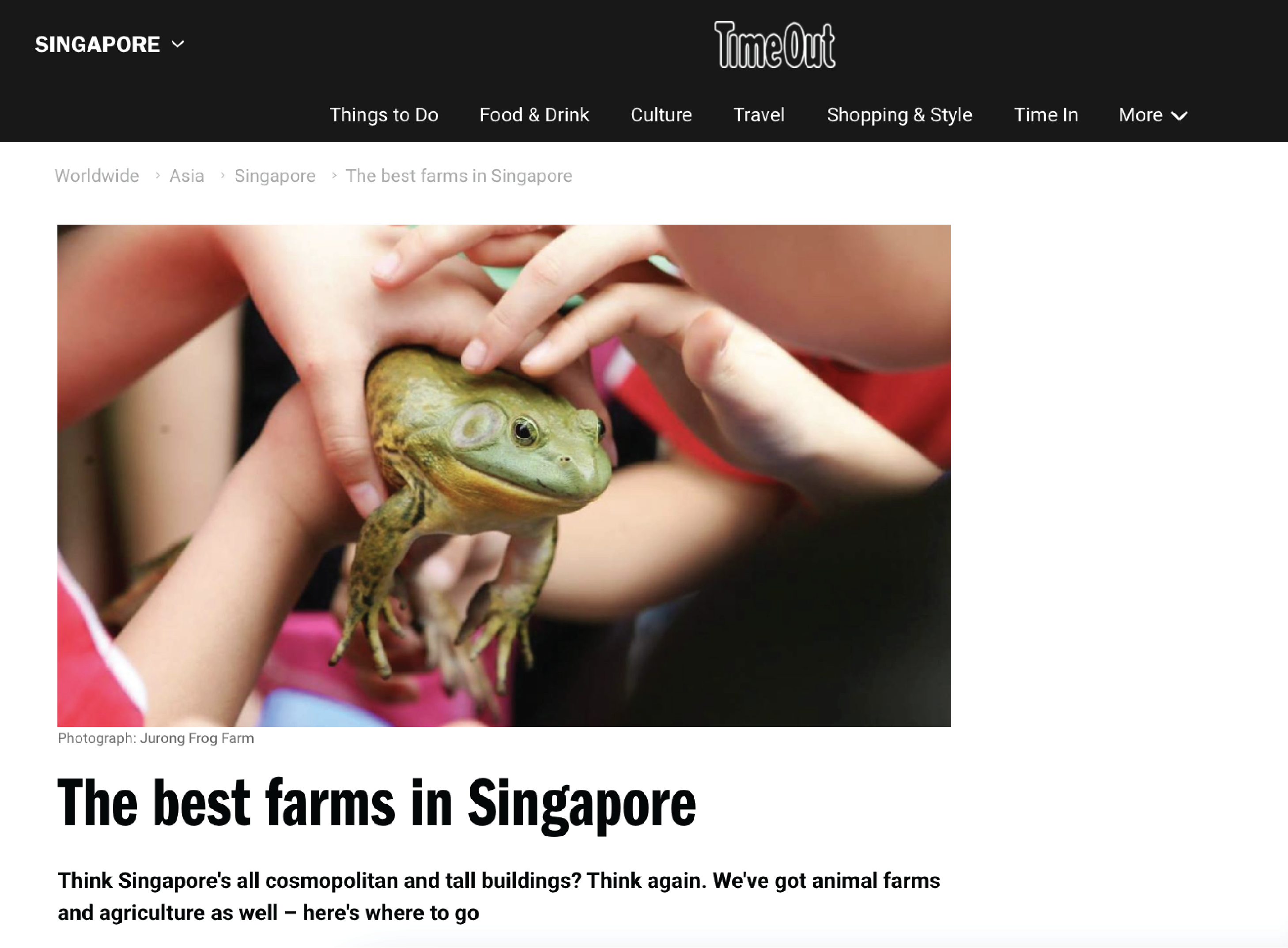 TimeOut article of the best farms in Singapore