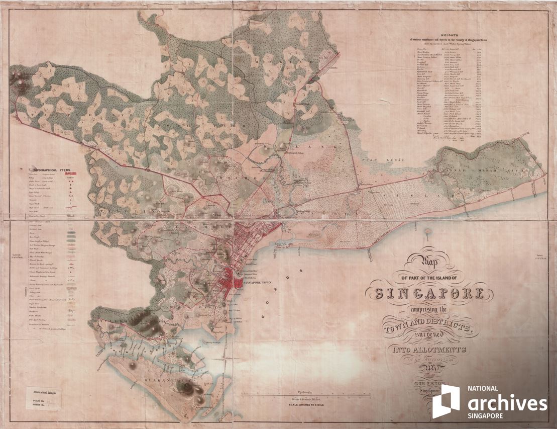 map of part of singapore by J T Thomson